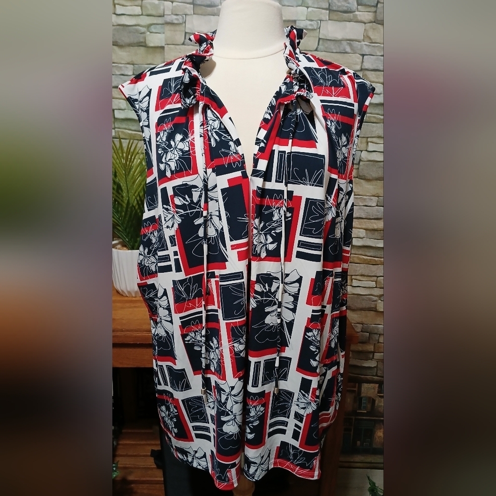 Womens 3X The Limited Floral Tropical Sleeveless Blouse